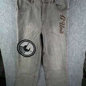 G-unit Jeans Baggy Gray Hip Hop Y2K Size 16 Denim Pants Embroidery Spell Out